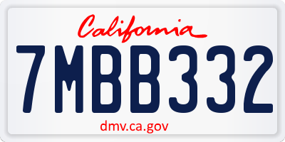 CA license plate 7MBB332