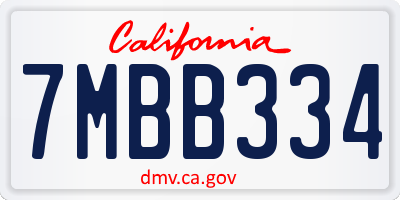 CA license plate 7MBB334