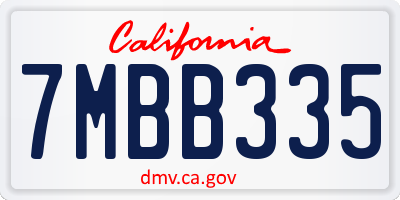 CA license plate 7MBB335