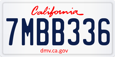 CA license plate 7MBB336