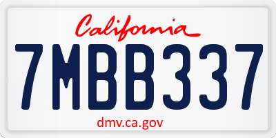 CA license plate 7MBB337