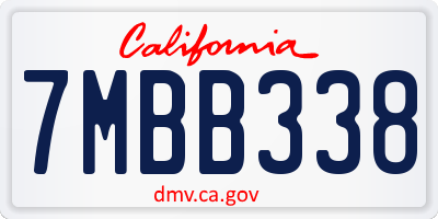 CA license plate 7MBB338
