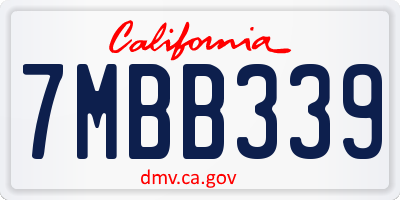 CA license plate 7MBB339