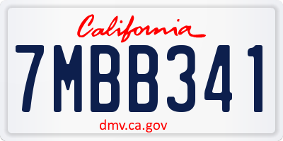 CA license plate 7MBB341