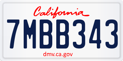 CA license plate 7MBB343