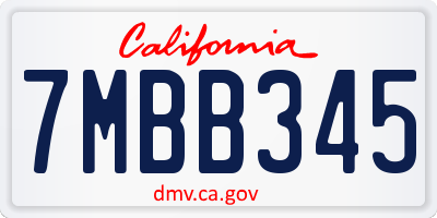 CA license plate 7MBB345