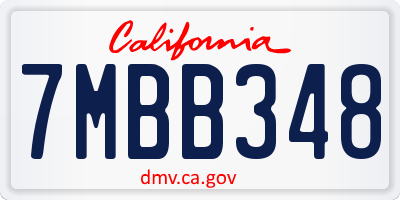 CA license plate 7MBB348