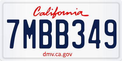 CA license plate 7MBB349