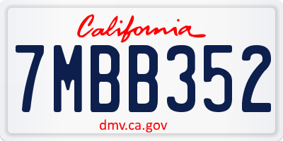 CA license plate 7MBB352