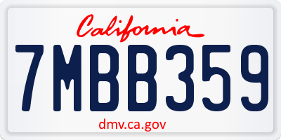 CA license plate 7MBB359