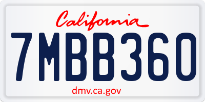 CA license plate 7MBB360