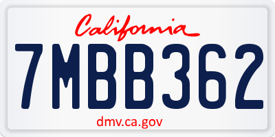 CA license plate 7MBB362