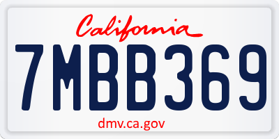 CA license plate 7MBB369