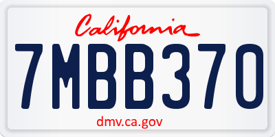 CA license plate 7MBB370