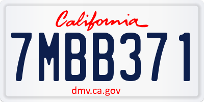 CA license plate 7MBB371