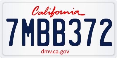 CA license plate 7MBB372