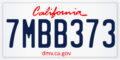 CA license plate 7MBB373
