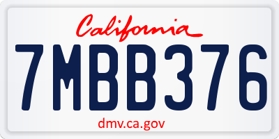CA license plate 7MBB376