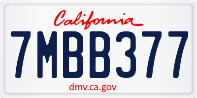 CA license plate 7MBB377