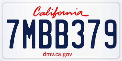 CA license plate 7MBB379