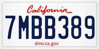 CA license plate 7MBB389
