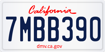 CA license plate 7MBB390