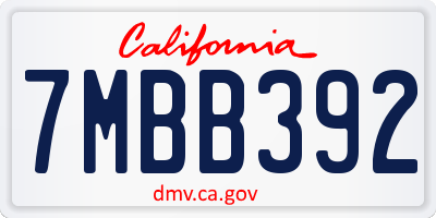 CA license plate 7MBB392