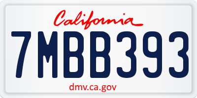 CA license plate 7MBB393