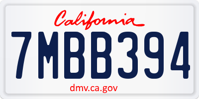CA license plate 7MBB394