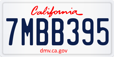 CA license plate 7MBB395