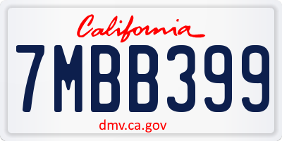 CA license plate 7MBB399