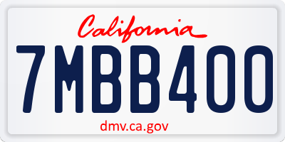 CA license plate 7MBB400