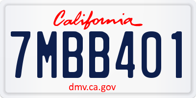 CA license plate 7MBB401