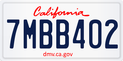 CA license plate 7MBB402