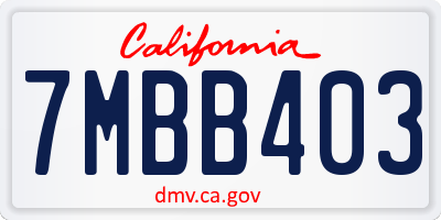 CA license plate 7MBB403