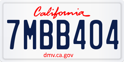 CA license plate 7MBB404