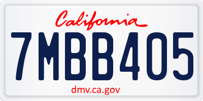 CA license plate 7MBB405