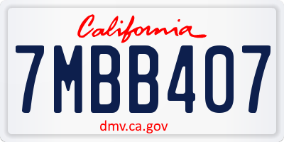 CA license plate 7MBB407