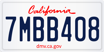 CA license plate 7MBB408