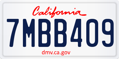 CA license plate 7MBB409