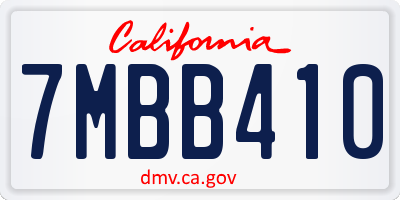 CA license plate 7MBB410