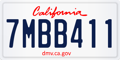 CA license plate 7MBB411