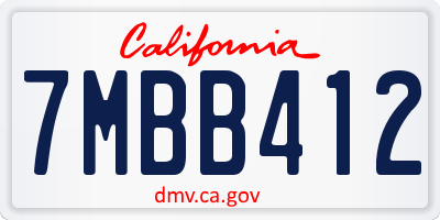 CA license plate 7MBB412