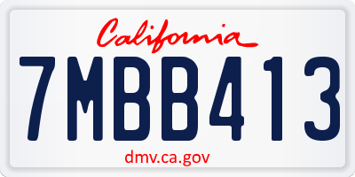 CA license plate 7MBB413