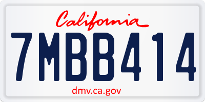 CA license plate 7MBB414