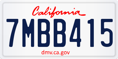 CA license plate 7MBB415