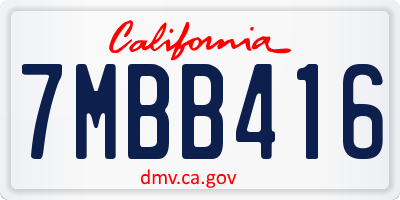 CA license plate 7MBB416