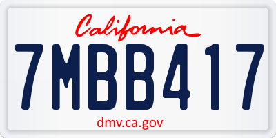 CA license plate 7MBB417