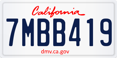 CA license plate 7MBB419