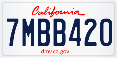 CA license plate 7MBB420
